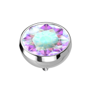 Dermal Anchor Hemisphere Silver with Multicolor Crystal