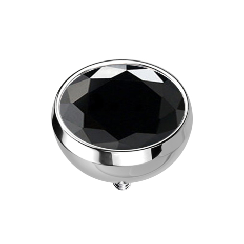 Dermal Anchor Hemisphere Silver with Black Crystal