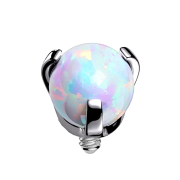 Dermal anchor with silver ball and white opal setting