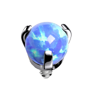 Dermal Anchor silver ball opal blue set