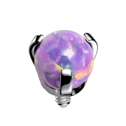Dermal Anchor with Silver Ball and Violet Opal Setting