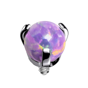 Dermal Anchor silber Kugel Opal violett gefasst