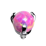 Dermal Anchor silver ball opal pink set