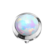 Dermal Anchor silber mit Opal weiss