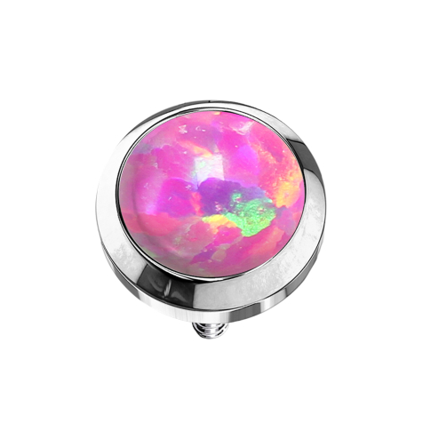 Dermal Anchor silber mit Opal pink