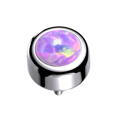 Silver Dermal Anchor Cylinder with Violet Opal