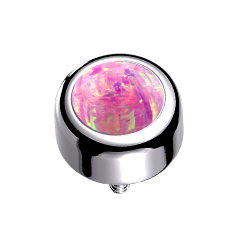 Silver Dermal Anchor Cylinder with Pink Opal