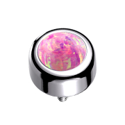 Silver Dermal Anchor Cylinder with Pink Opal
