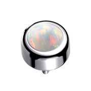 Silver Dermal Anchor Cylinder with White Opal