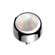 Dermal Anchor cylindre argenté avec opale blanche