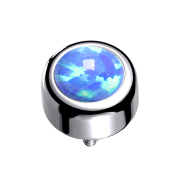 Dermal Anchor cylindre argenté avec opale bleu clair