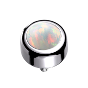Dermal Anchor cylindre argenté avec opale blanche