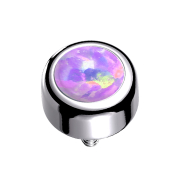 Dermal anchor cylinder silver with purple opal