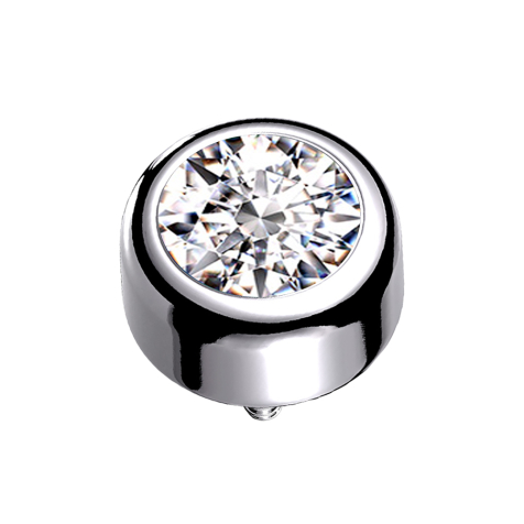Ancrage cutané cylindrique argenté avec cristal argenté