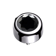 Silver Dermal Anchor Cylinder with Black Crystal