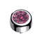 Ancrage cutané cylindrique argenté avec cristal rose