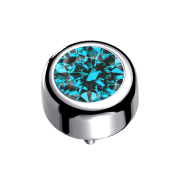 Dermal Anchor Zylinder silber mit Kristall aqua