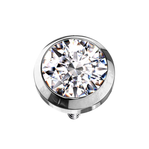 Silver Dermal Anchor with Silver Crystal