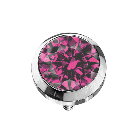 Dermal Anchor silber mit Kristall pink