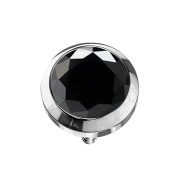 Silver Dermal Anchor with Black Crystal