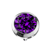 Silver Dermal Anchor with Purple Crystal