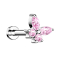 Micro Labret femelle argenté papillon avec cristaux roses