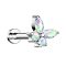 Micro labret internal thread silver butterfly with crystals multicolor