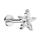 Micro Labret Innengewinde silber Blume mit Kristall