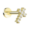 Micro Labret femelle doré croix avec cristal