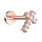 Micro Labret Innengewinde rosegold Kreuz mit Kristall