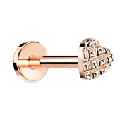 Micro labret internal thread rose gold heart with structure