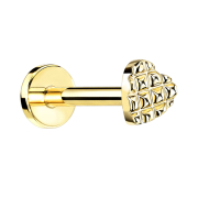 Micro labret internal thread gold-plated heart with...