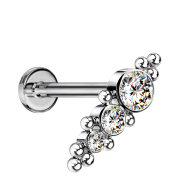 Micro labret internal thread silver with balls and three...