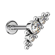 Micro labret inner thread silver centered with balls and...
