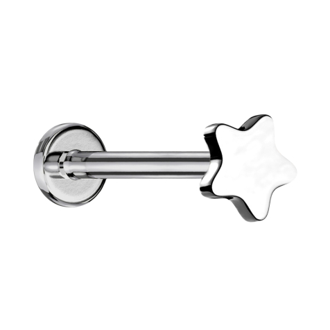 Micro labret filetage intérieur argent étoile