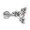 Micro labret filetage intérieur argent boules triangle avec cristal argent