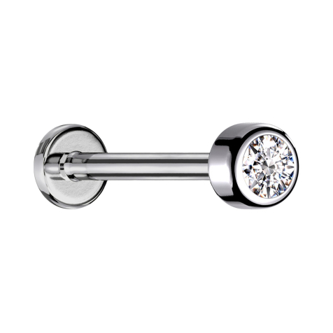 Micro Labret filettatura interna cilindro argento con cristallo argento