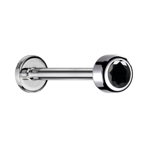 Micro labret internal thread silver cylinder with crystal black
