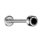 Micro Labret Internal Thread Silver Cylinder with Black Crystal