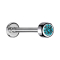 Micro Labret filetage intérieur argent cylindre avec cristal aqua