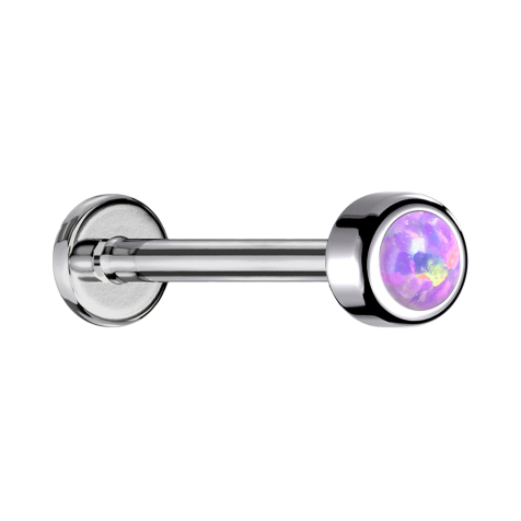 Micro Labret filettatura interna cilindro argento con opale viola