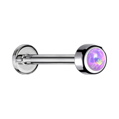 Micro Labret femelle argenté cylindre avec opale violette