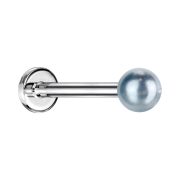 Micro labret filo interno argento perla azzurro