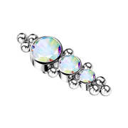 Dermal anchor in silver with balls and three multicolored...