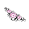 Dermal anchor, silver, centered with balls and three pink crystals