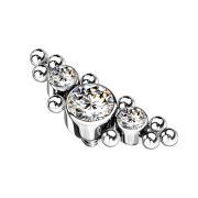 Dermal Anchor silber mittig mit Kugeln und drei...