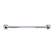 Barbell argent avec deux boules huit cristaux multicolores