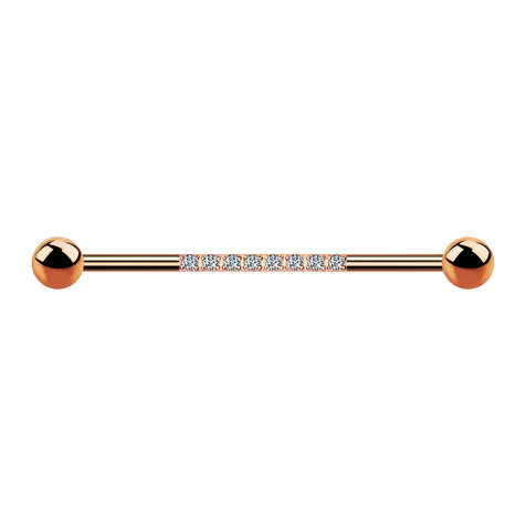 Barbell in oro rosa con due sfere otto cristalli argento