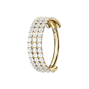 Micro segment ring hinged gold-plated three lines with...
