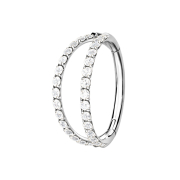 Micro segment ring hinged silver two rings with crystals